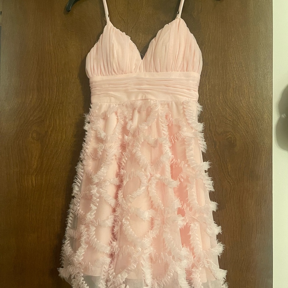 Pink Spaghetti Strap Dress with Textured Design